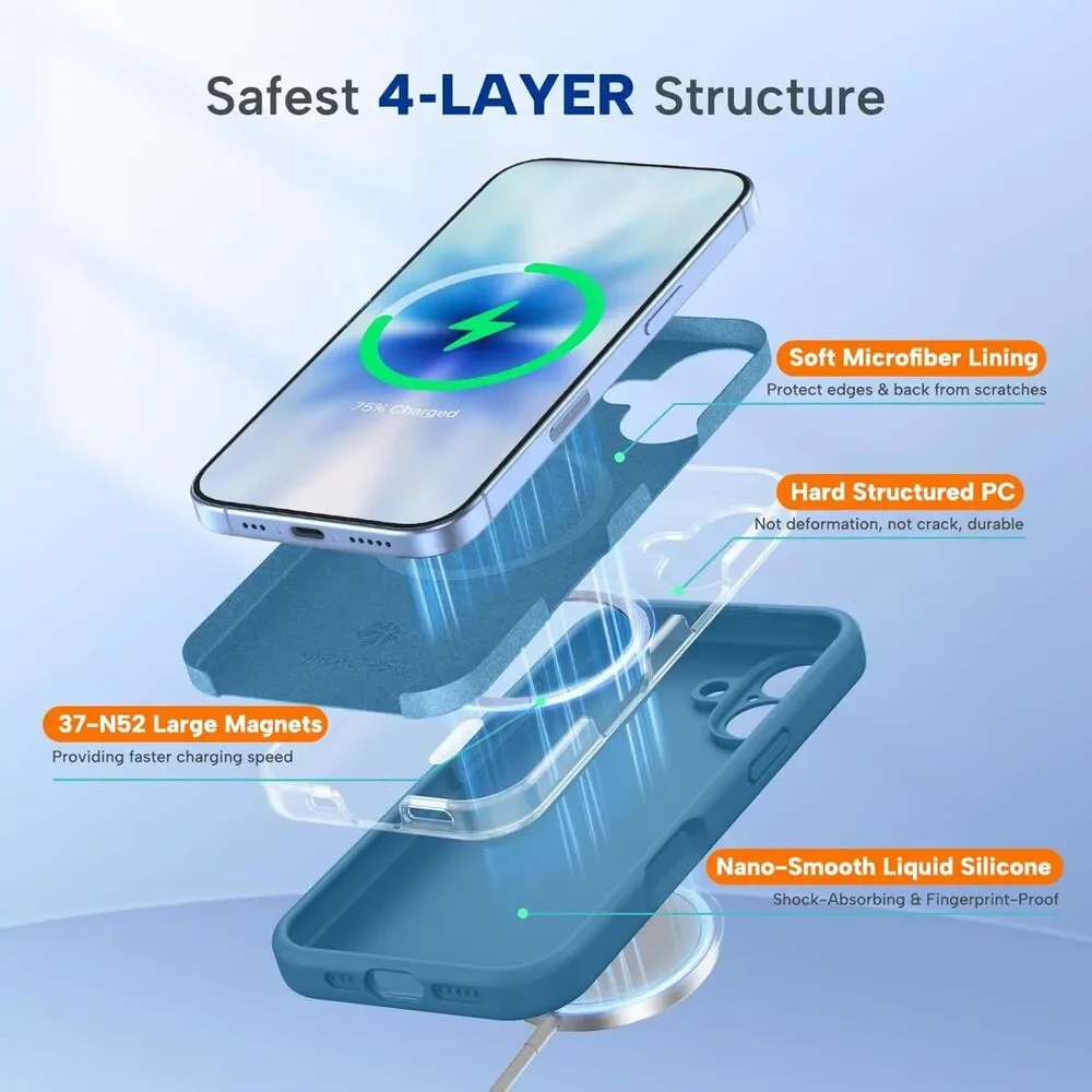 Miracase Magnetic Silicone Case iPhone 17 MagSafe Capri Blue Shockproof Cover